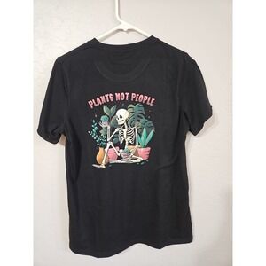 🪴🖤Plants Not People Women's Black Tshirt Size Large New Print On Back